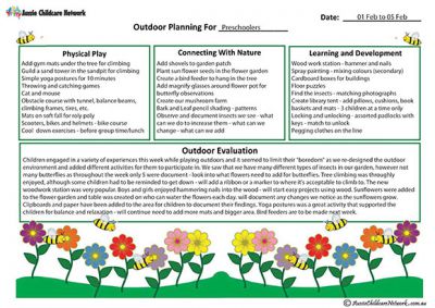 Outdoor Curriculum Planning template