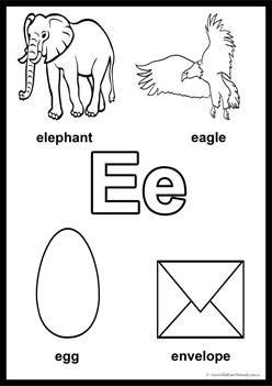 Alphabet Colouring Pages E, learning alphabet worksheets for preschoolers, recognising letters a to z, colouring alphabet pages for children