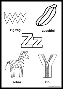 Alphabet Colouring Pages Z, learning alphabet worksheets for preschoolers, recognising letters a to z, colouring alphabet pages for children