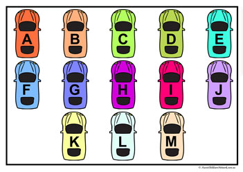 alphabet parking match letter recognition letter matching transportation theme
