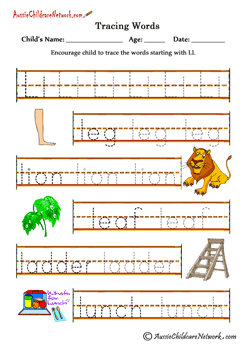 word trace worksheet