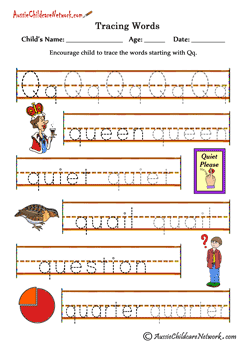 word tracing worksheets