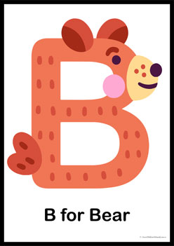 Animal Letter Posters Bear, learning animal letters, matching animals to alphabets worksheets, animal letters display posters