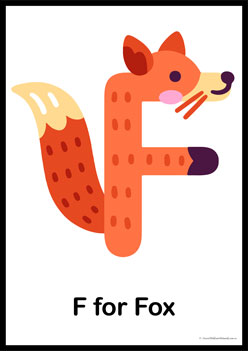 Animal Letter Posters Fox, learning animal letters, matching animals to alphabets worksheets, animal letters display posters