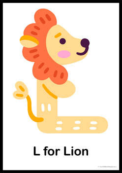 Animal Letter Posters Lion, learning animal letters, matching animals to alphabets worksheets, animal letters display posters