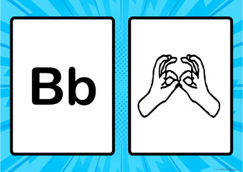 Auslan Alphabet Posters B, auslan learning letters for children, australian sign language posters for children