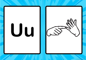 Auslan Alphabet Posters U, auslan learning letters for children, australian sign language posters for children