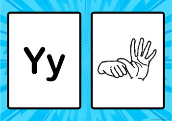 Auslan Alphabet Posters Y, auslan learning letters for children, australian sign language posters for children