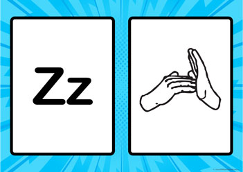 Auslan Alphabet Posters Z, auslan learning letters for children, australian sign language posters for children