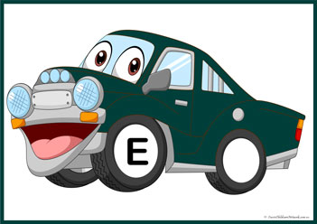 Car Wheels Alphabet Match E