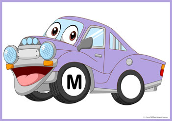Car Wheels Alphabet Match M