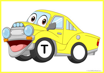Car Wheels Alphabet Match T