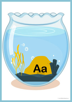 Fishbowl Alphabet Match A, learning alphabet worksheets. alphabet recognition worksheets, fish theme alphabet, learning letters for children worksheets