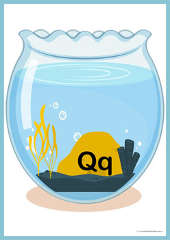 Fishbowl Alphabet Match Q, learning alphabet worksheets. alphabet recognition worksheets, fish theme alphabet, learning letters for children worksheets