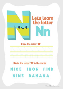 Find And Trace The Letter N
