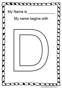 d letter of my name colouring page letter recognition
