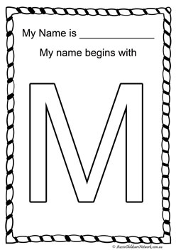 m letter of my name colouring page letter recognition