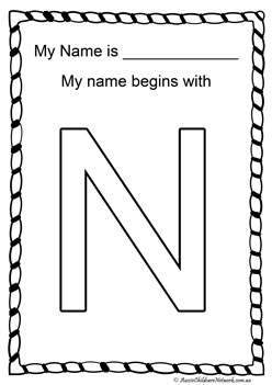 n letter of my name colouring page letter recognition