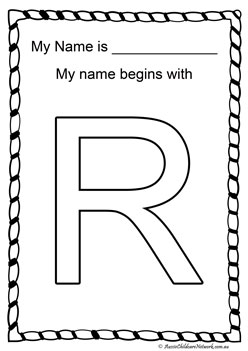 r letter of my name colouring page letter recognition