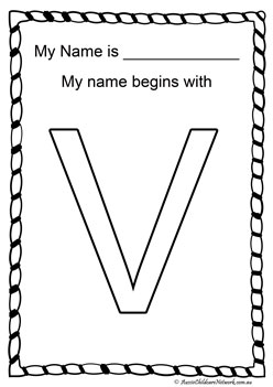 v letter of my name colouring page letter recognition