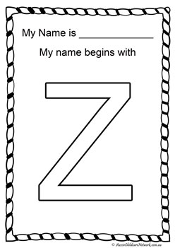z letter of my name colouring page letter recognition