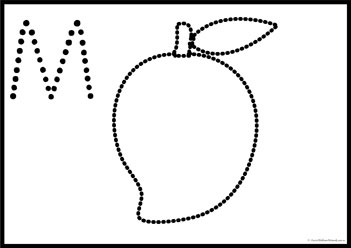 Alphabet Dot Pictures M, tracing letters worksheets