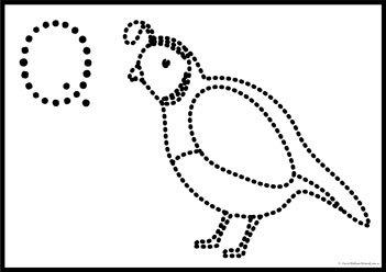 Alphabet Dot Pictures Q, free letter tracing worksheets
