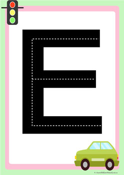 road letters transportation theme tracing letters  learning letters for children letter e