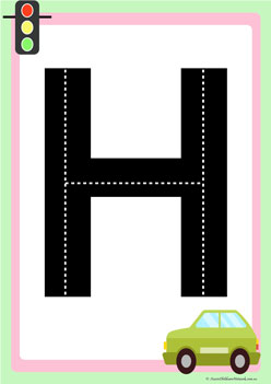 road letters transportation theme tracing letters  learning letters for children letter h