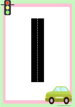 road letters transportation theme tracing letters  learning letters for children letter i