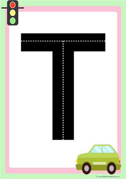road letters transportation theme tracing letters  learning letters for children letter t