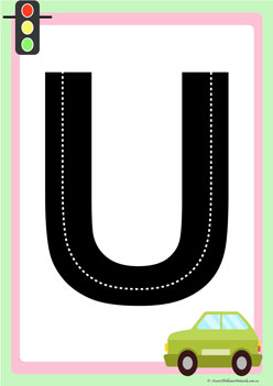 road letters transportation theme tracing letters  learning letters for children letter u