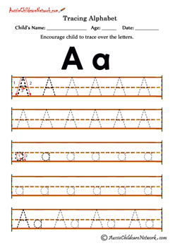 tracing alphabets A a