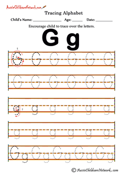 handwriting practice sheets G g