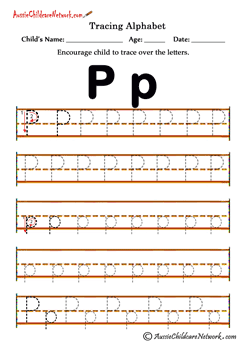 printable tracing alphabet letters Pp