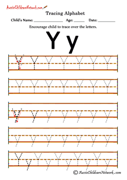 trace letters of the alphabet Yy