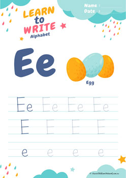 Learn To Write Alphabet E