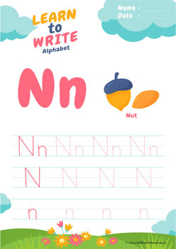 Learn To Write Alphabet N