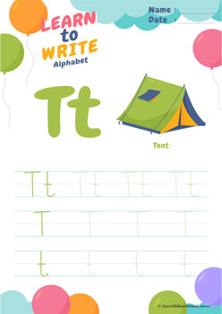 Learn To Write Alphabet T