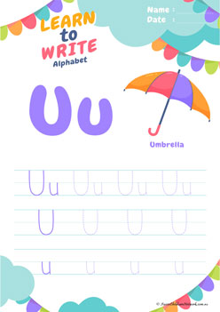 Learn To Write Alphabet U