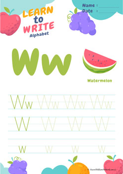 Learn To Write Alphabet W