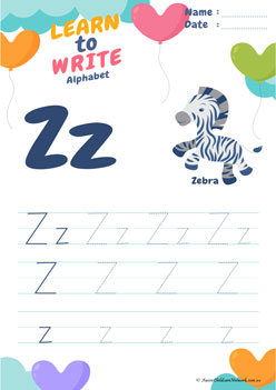 Learn To Write Alphabet Z
