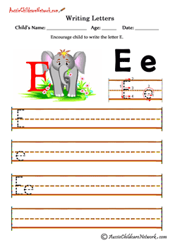alphabets writing practice printables letter Ee Elephant