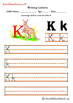 handwriting printables Letter Kk Kangaroo