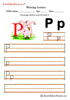 letters printables Writing Pp Pig