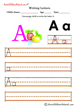 Writing alphabet A