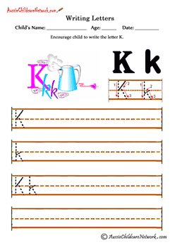 Writing alphabet K