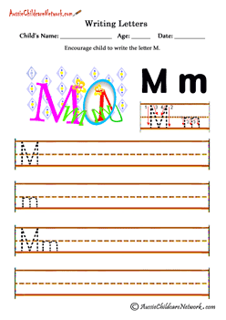 Writing alphabet M
