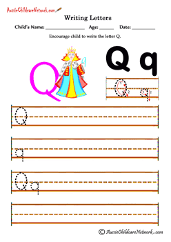 Writing alphabet Q