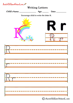 Writing alphabet R